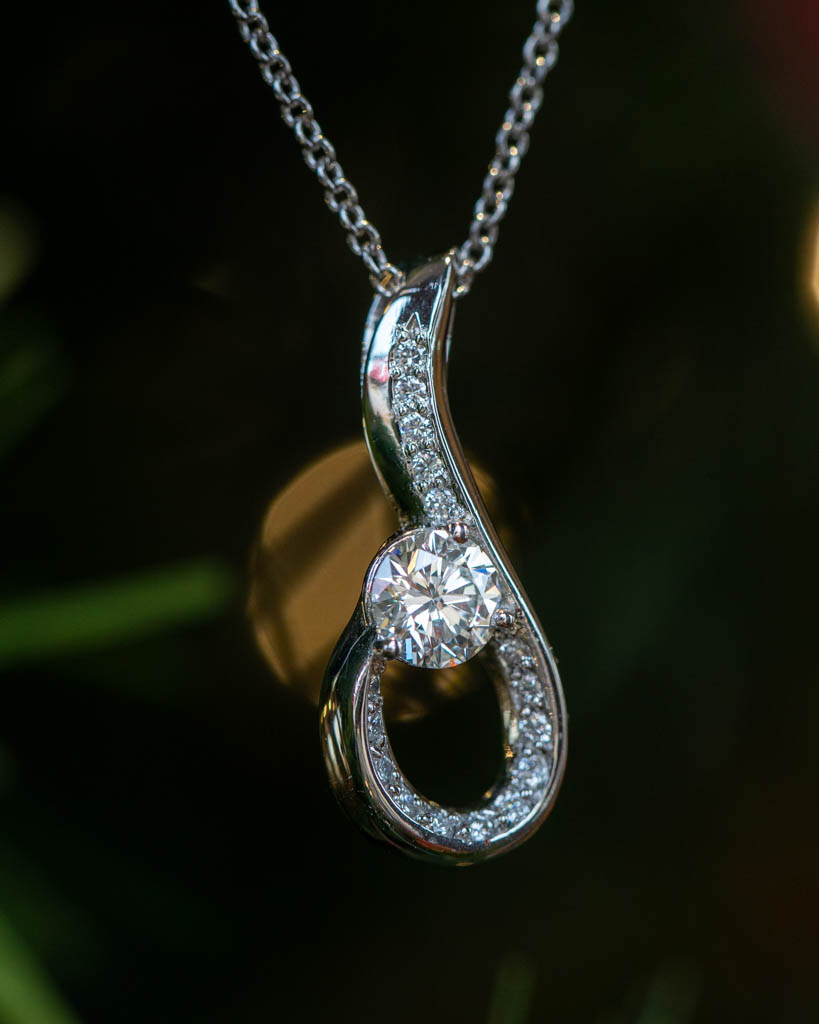 Custom Diamond Swirl Pendant in Platinum