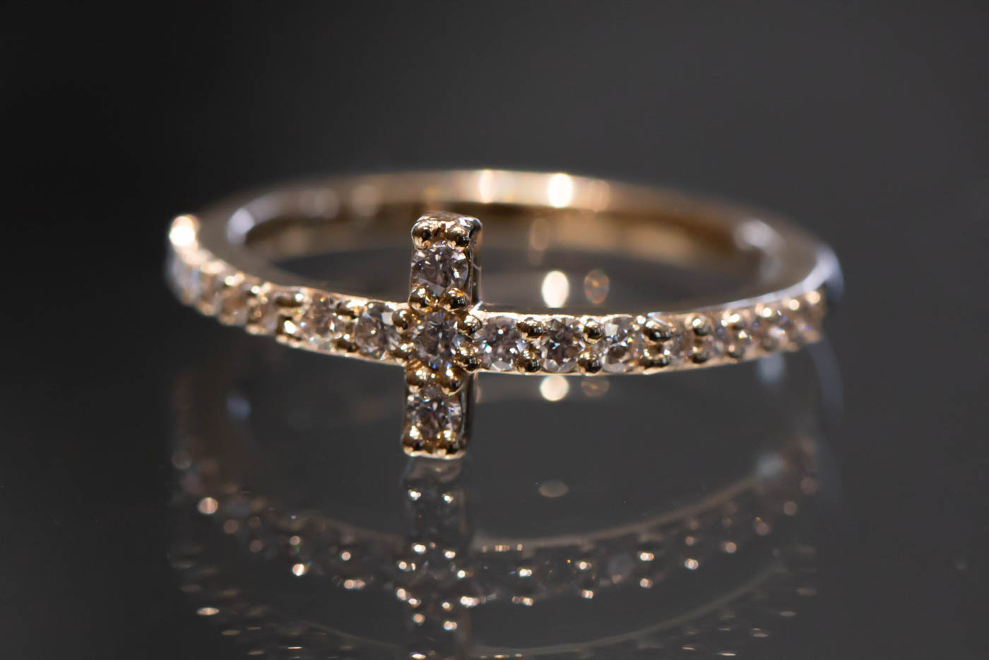 Custom Ideal-Cut Diamond Cross Ring