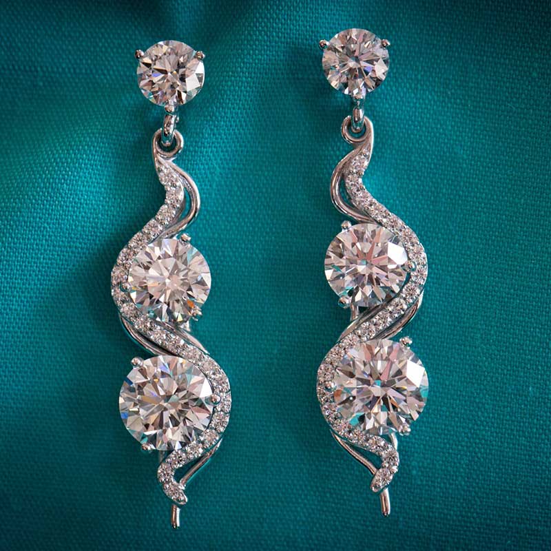 Amazing Matched Ideal Cut Diamond Earrings
