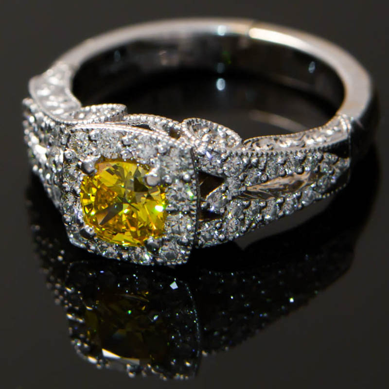Yellow Diamond Custom White Gold Engagement Ring