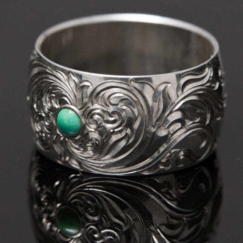 Hand- Engraved Turquoise Band