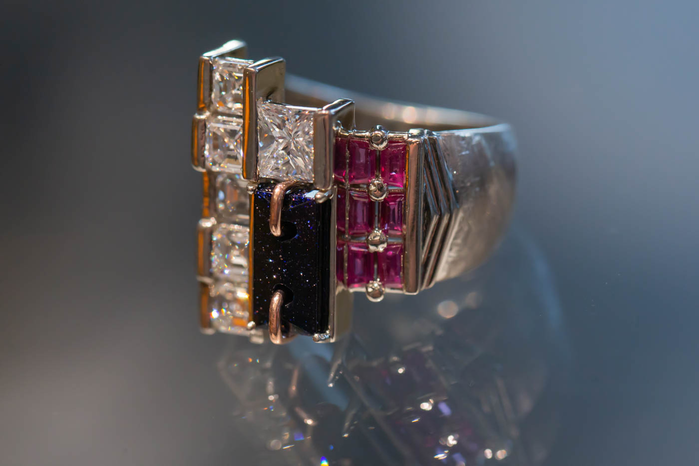 The Architecture Ring - White gold with diamonds,