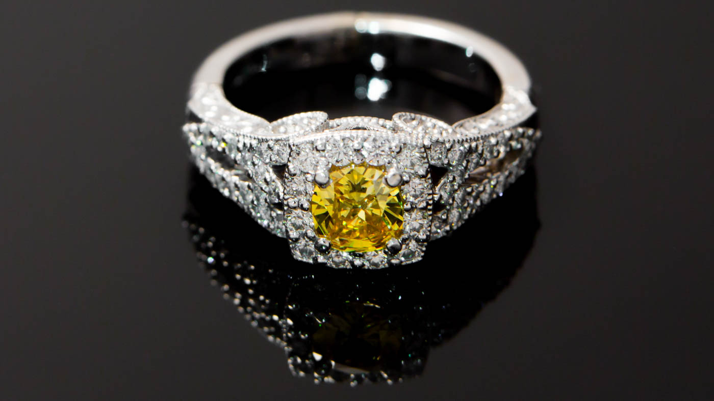 Yellow Diamond Custom White Gold Engagement Ring