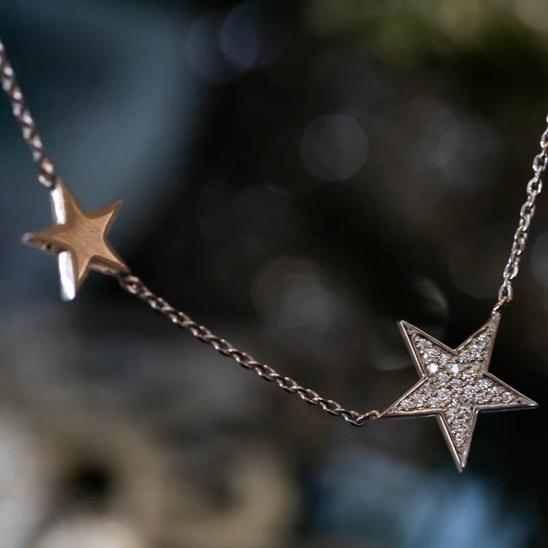 08 cttw. Diamond Star Necklace - GoldInArt.com