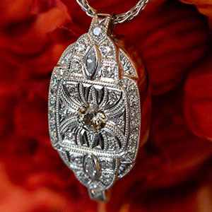 Hand-Engraved Diamond Watch Case Pendant