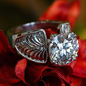 Hand-Engraved Diamond Ring