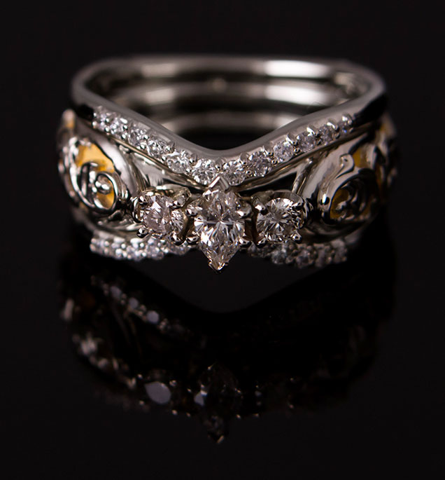 Gold Inlay Diamond Ring