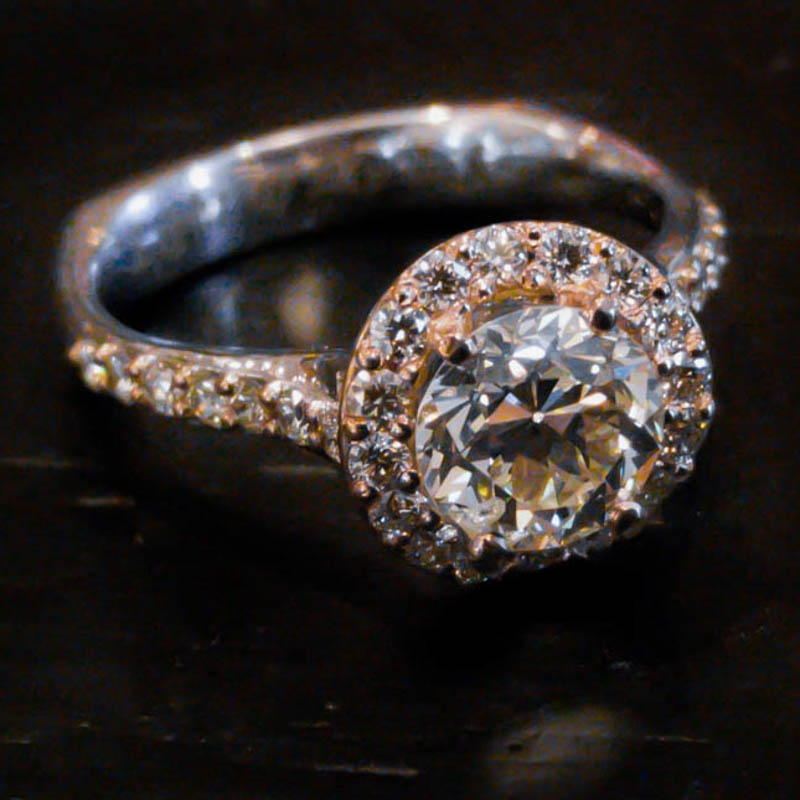 Two-Tone Custom Halo Diamond Ring