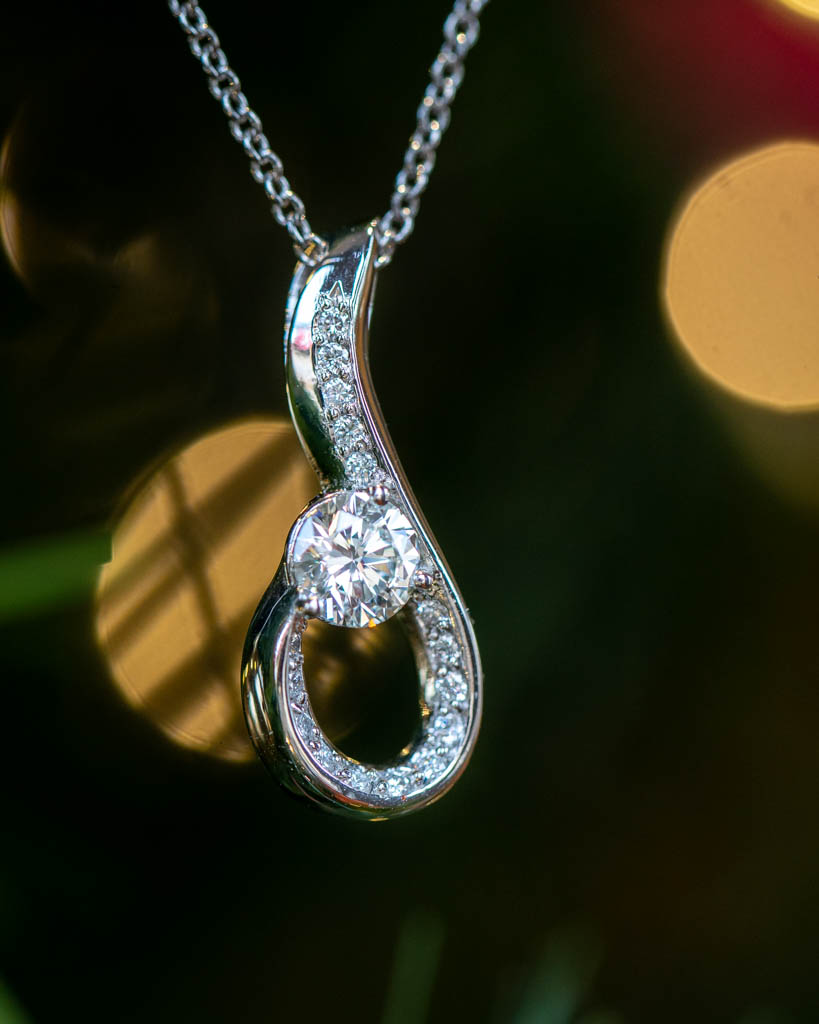 Custom Diamond Swirl Pendant in Platinum