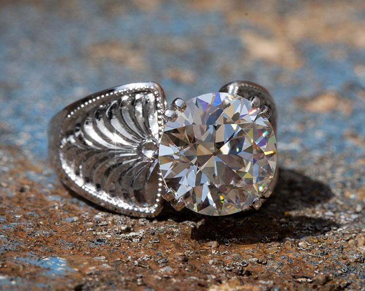 Hand-Engraved Diamond Ring