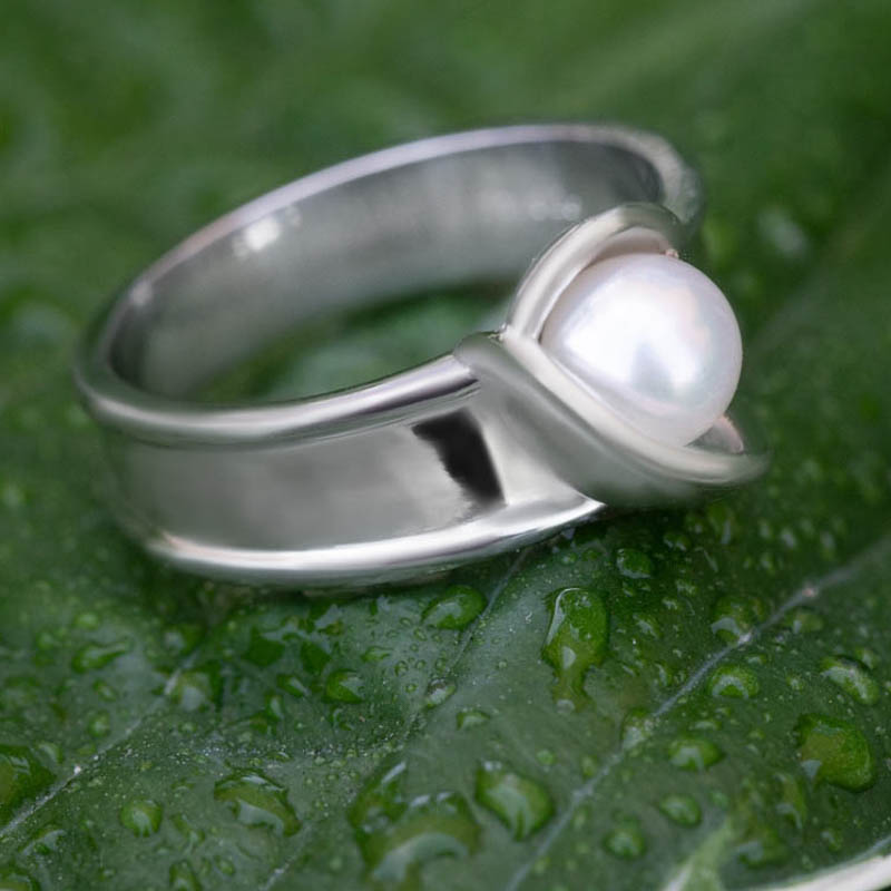 White Gold Remake Custom Pearl Ring