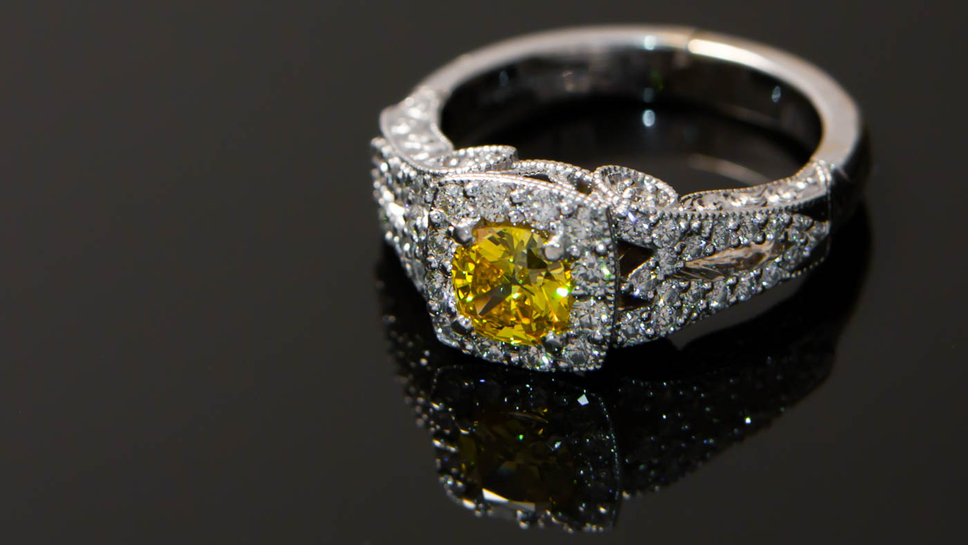 Yellow Diamond Custom White Gold Engagement Ring