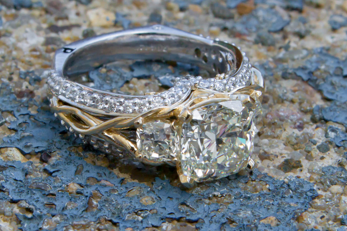 Intricate Two-Tone Diamond Ring