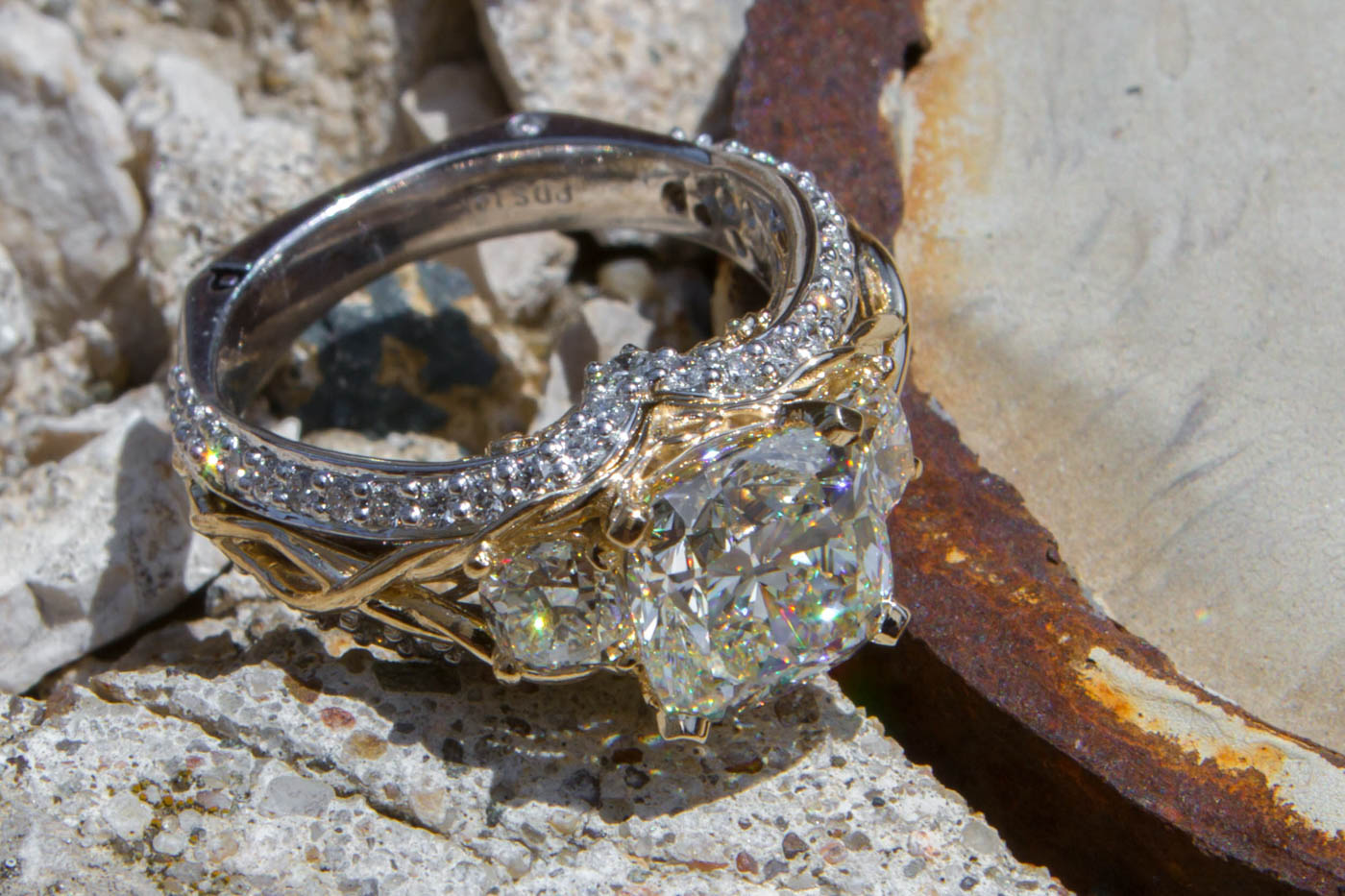 Intricate Two-Tone Diamond Ring