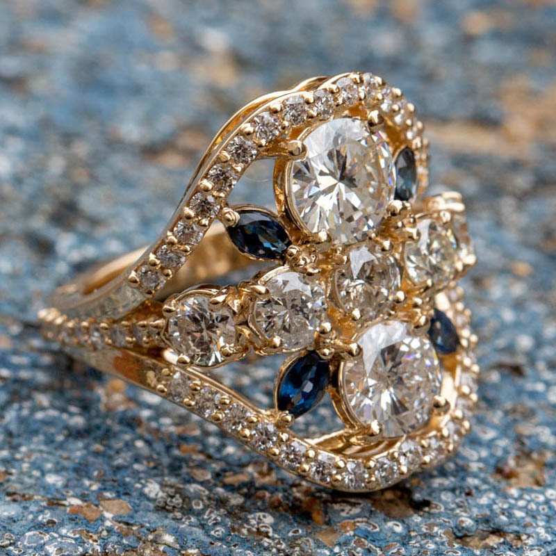 Yellow Gold Diamond and Sapphire Ring