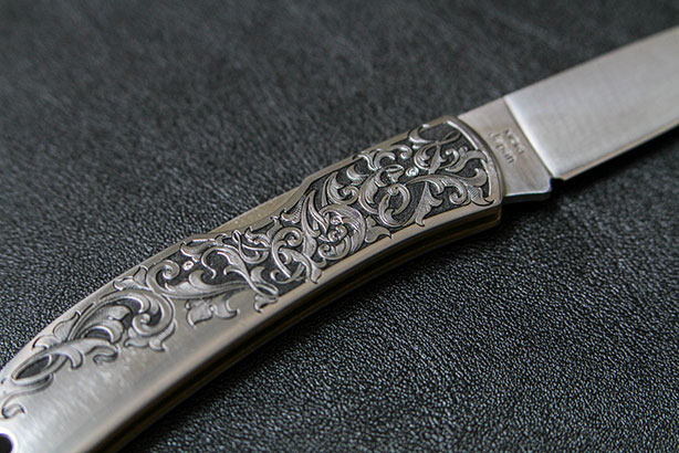 Hand Engraved Pocket Knife