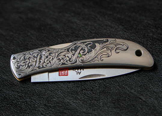 Hand Engraved Pocket Knife
