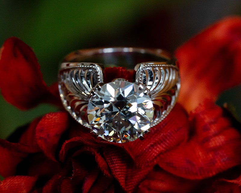 Hand-Engraved Diamond Ring