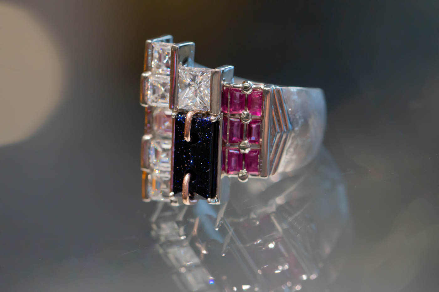 The Architecture Ring - White gold with diamonds,
