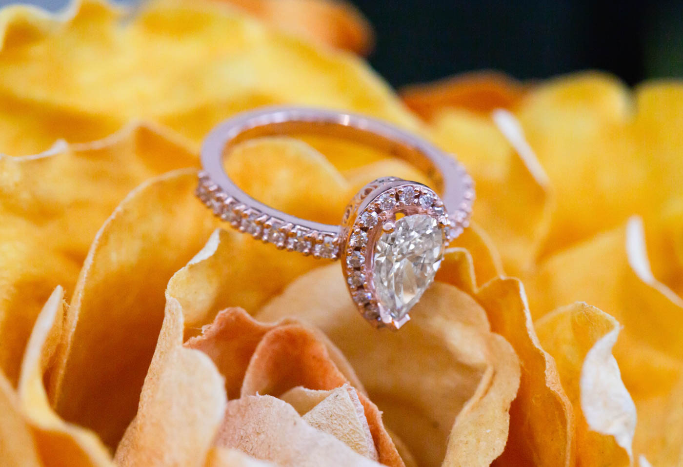 Pear-Shaped Diamond Rose Gold Halo Ring
